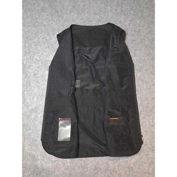 Prada Black SILK, LEATHER, VISCOSE Vest Men’s PRADA Sz 44 AWESOME - Picture 13 of 16